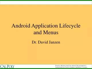 Android Application Lifecycle and Menus