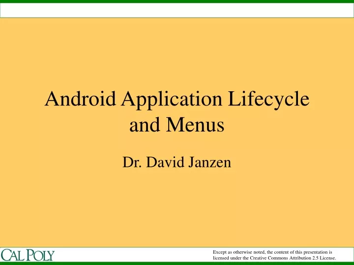 android application lifecycle and menus