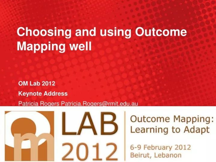 choosing and using outcome mapping well