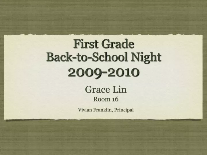 first grade back to school night 2009 2010