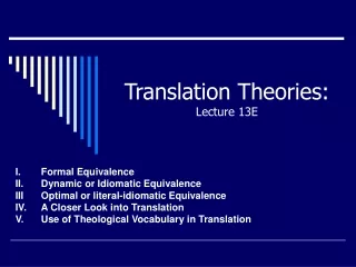 Translation Theories: Lecture 13E