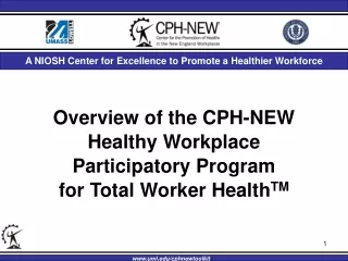 Overview of the CPH-NEW  Healthy Workplace  Participatory Program  for Total Worker Health TM