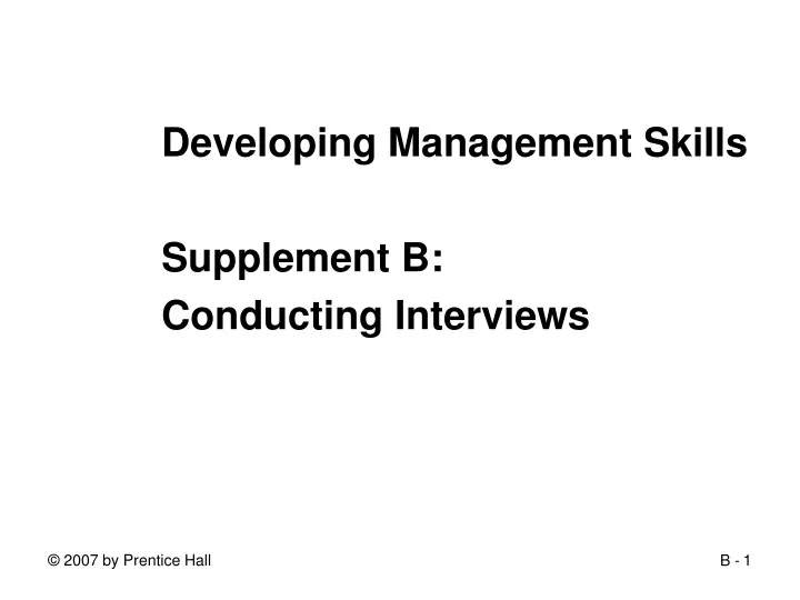 developing management skills supplement
