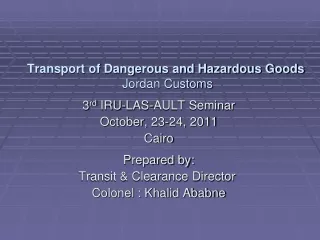 Transport of Dangerous and Hazardous Goods Jordan Customs