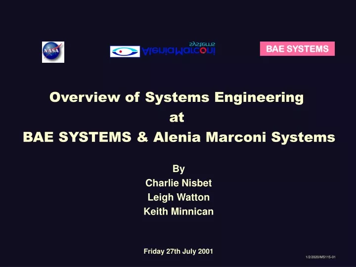 overview of systems engineering at bae systems