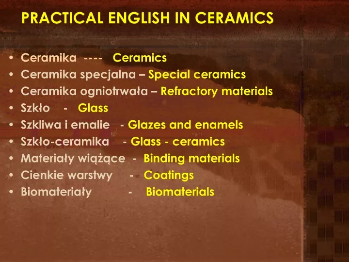 practical english in ceramics