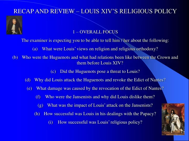 recap and review louis xiv s religious policy