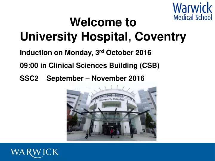 welcome to university hospital coventry