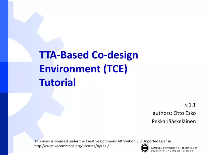 tta based co design environment tce tutorial
