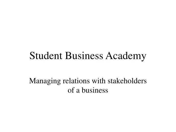 student business academy