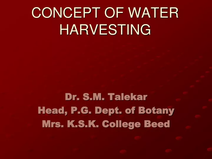 concept of water harvesting