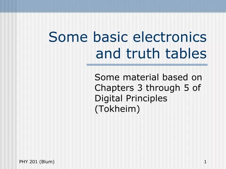 some basic electronics and truth tables