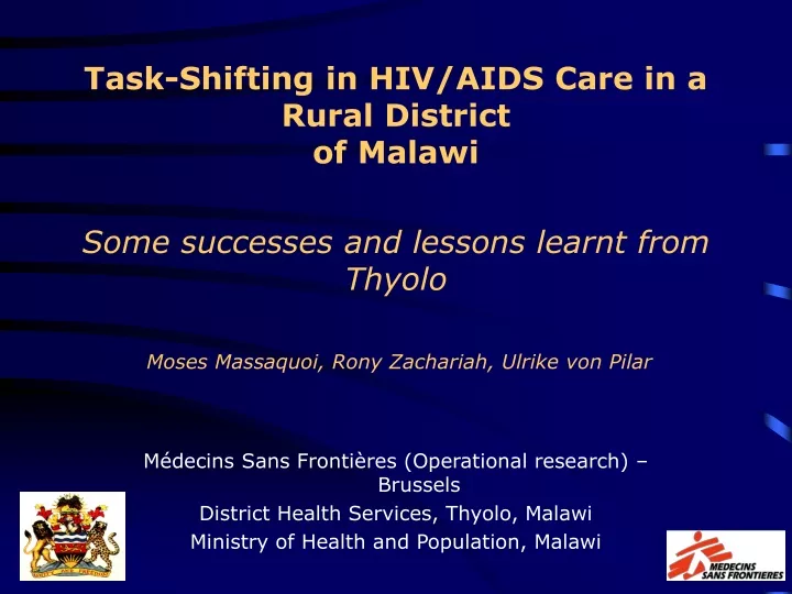task shifting in hiv aids care in a rural