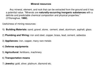 Mineral resources