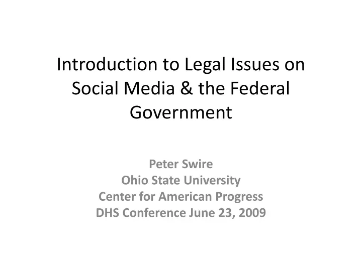 introduction to legal issues on social media the federal government