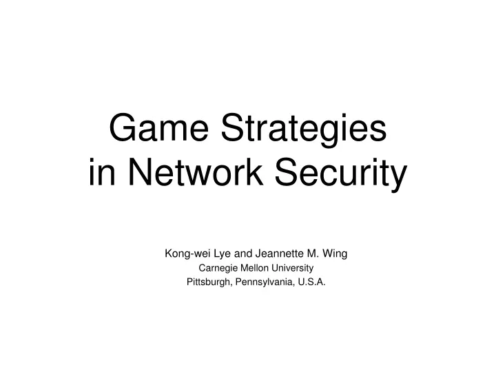 game strategies in network security