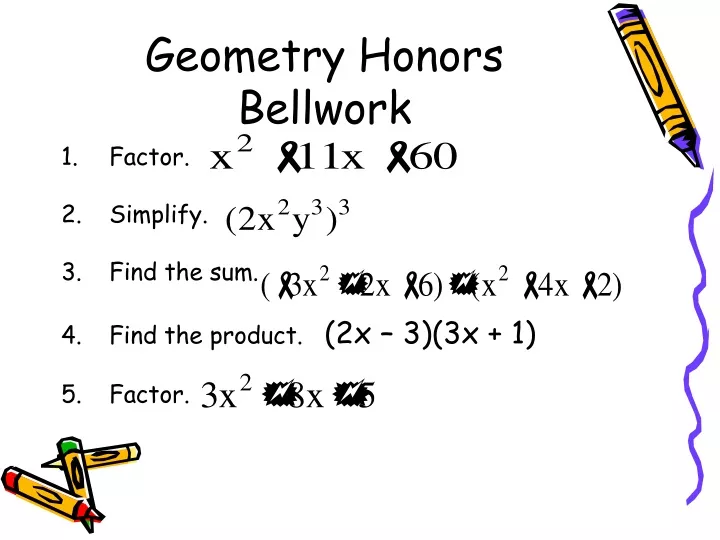 geometry honors bellwork