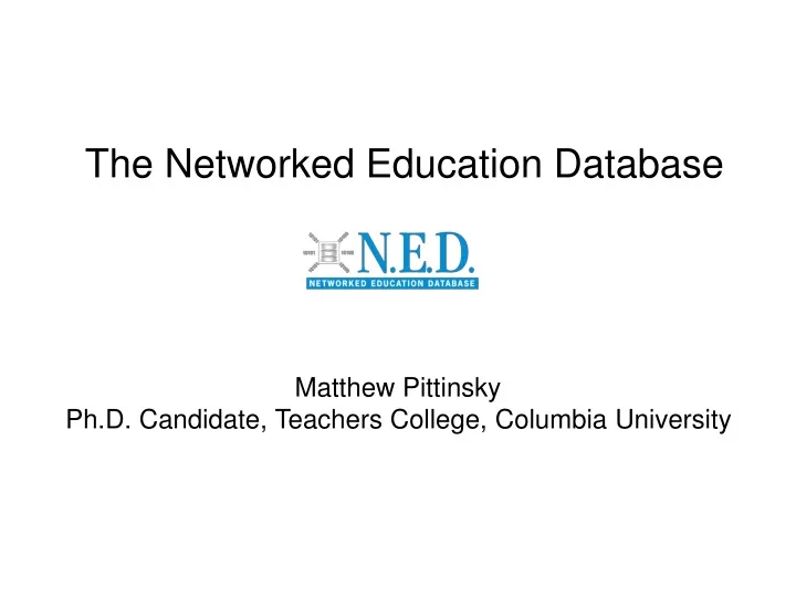 the networked education database