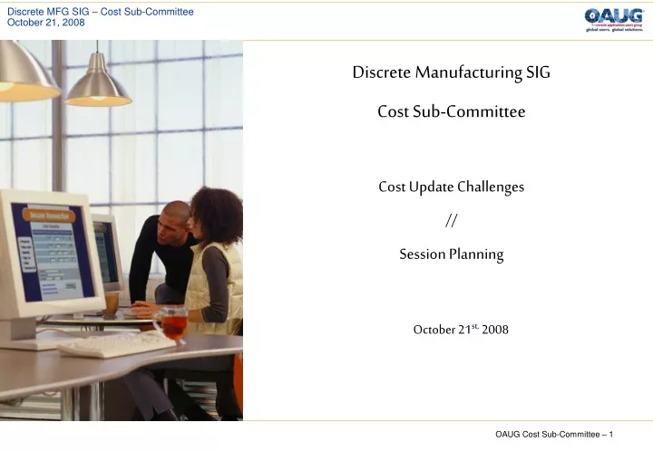 discrete manufacturing sig cost sub committee