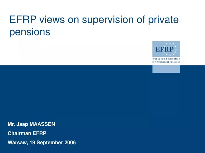 efrp views on supervision of private pensions