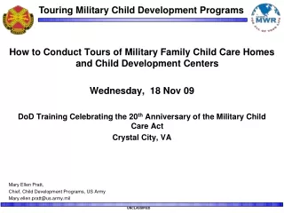 How to Conduct Tours of Military Family Child Care Homes and Child Development Centers