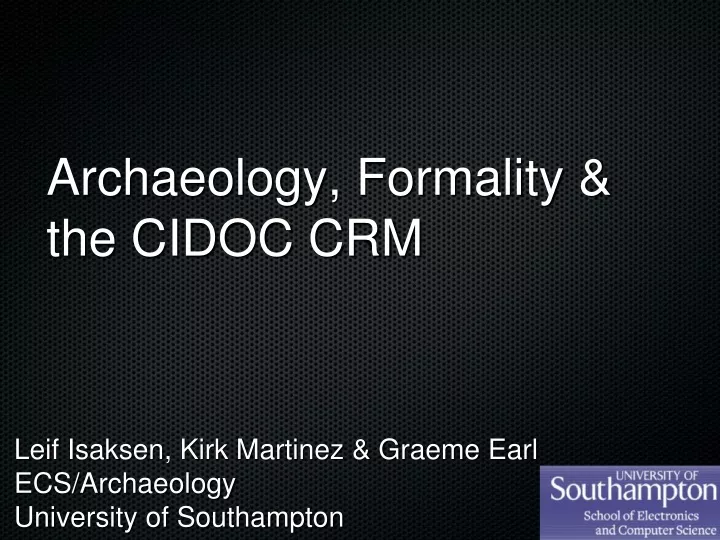 archaeology formality the cidoc crm