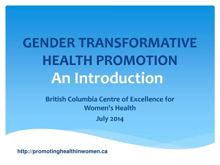 gender transformative health promotion