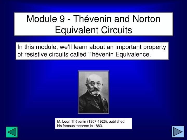 module 9 th venin and norton equivalent circuits