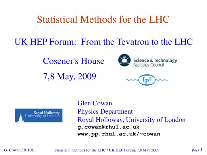 statistical methods for the lhc