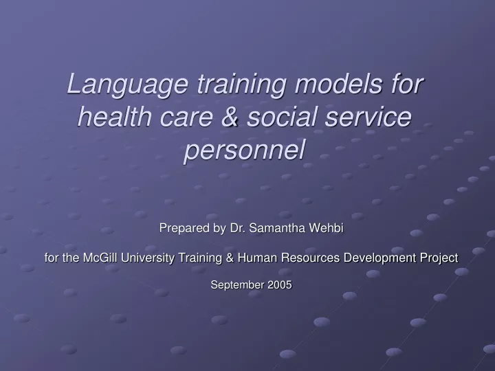 language training models for health care social service personnel