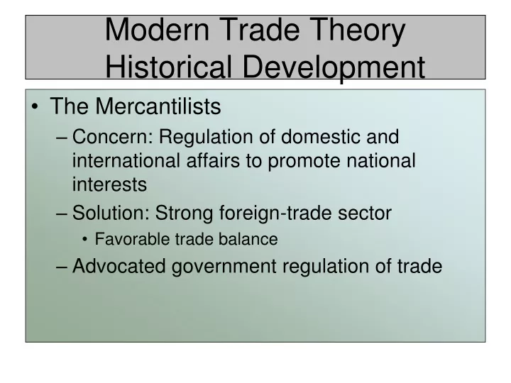 modern trade theory historical development