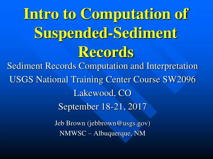 intro to computation of suspended sediment records