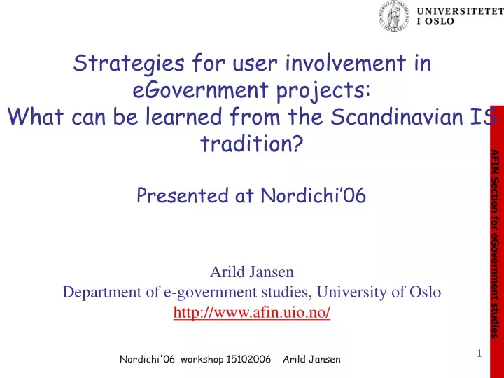 strategies for user involvement in egovernment