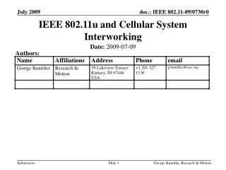 IEEE 802.11u and Cellular System Interworking