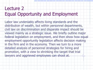 Lecture 2 Equal Opportunity and Employment