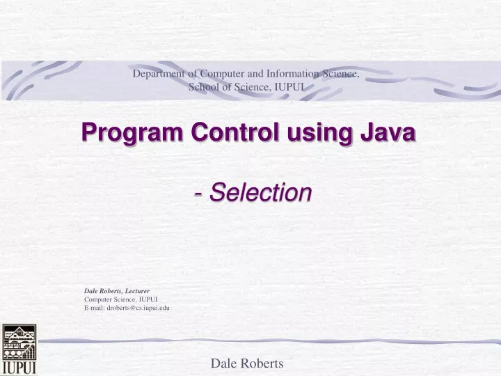 program control using java selection