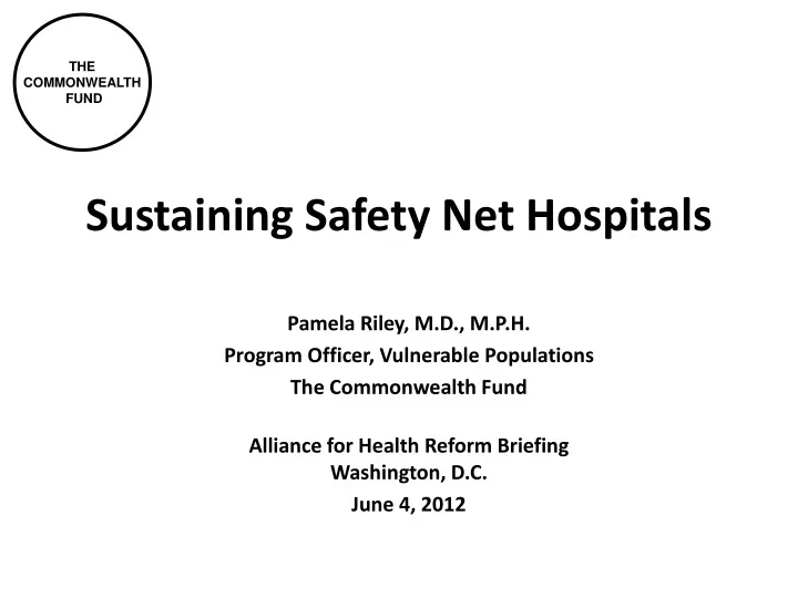 sustaining safety net hospitals