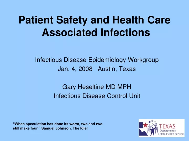 patient safety and health care associated infections
