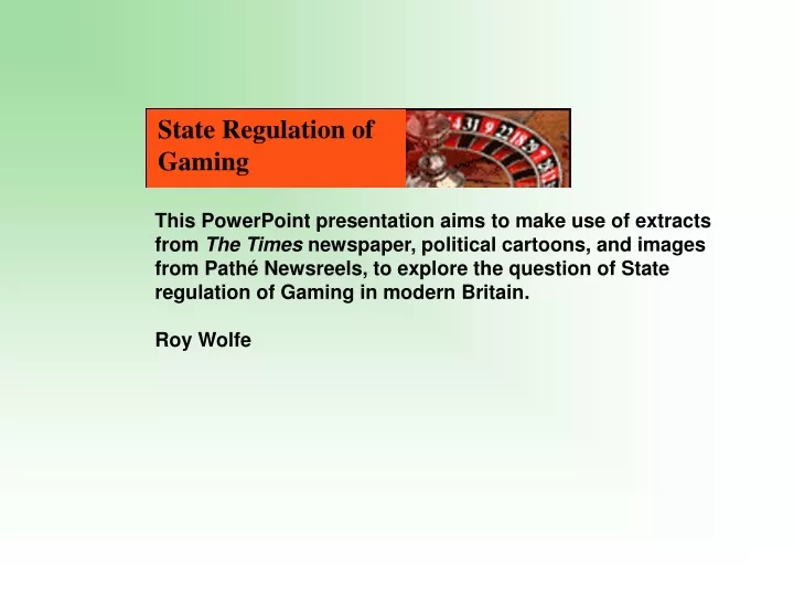 state regulation of gaming