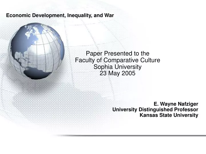 economic development inequality and war
