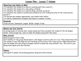Lesson Plan – Lesson 7 Volume