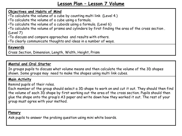 lesson plan lesson 7 volume