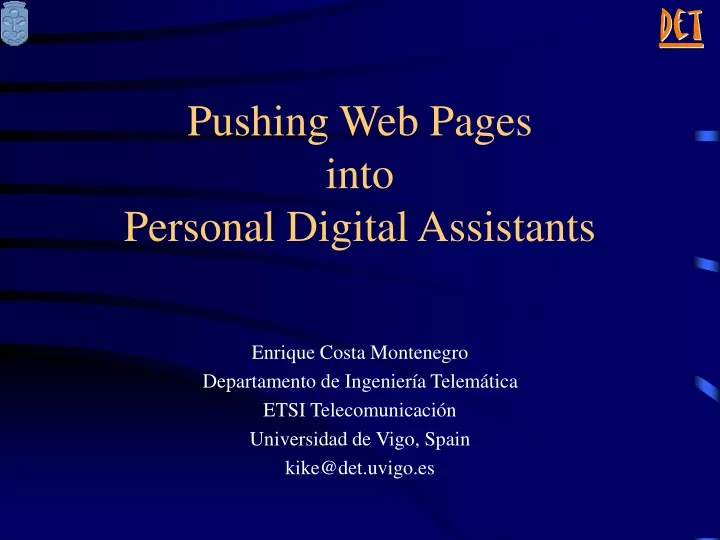 pushing web pages into personal digital assistants