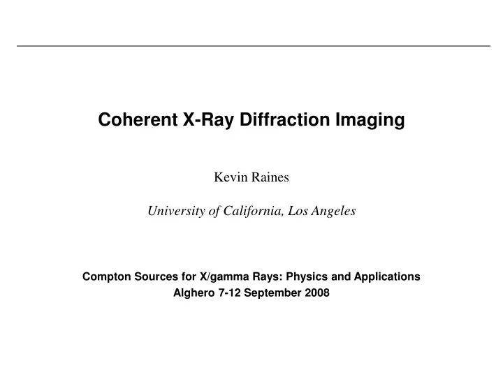 coherent x ray diffraction imaging