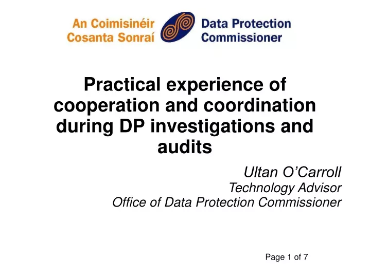 practical experience of cooperation and coordination during dp investigations and audits