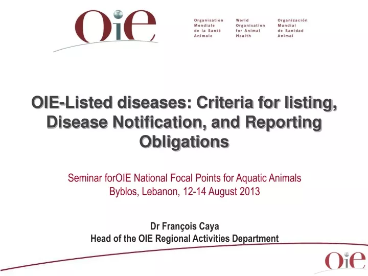 oie listed diseases criteria for listing disease