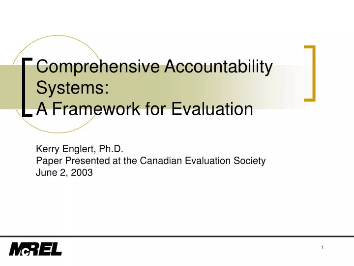 comprehensive accountability systems a framework