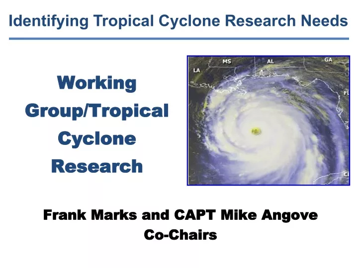 working group tropical cyclone research