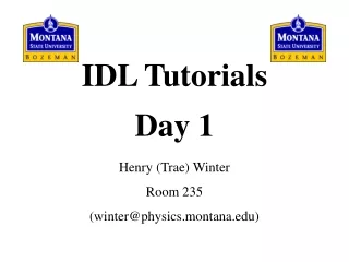 IDL Tutorials Day 1