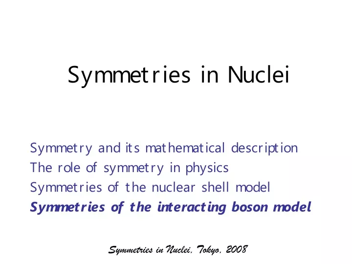 symmetries in nuclei